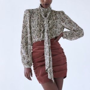 NWT Zara Paisley Ruffled Blouse Top